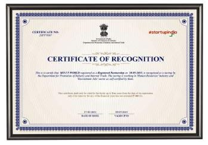 Certificate of Recognition — DPIIT, Government of India